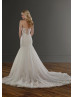 Strapless Beaded Ivory Lace Tulle Wedding Dress